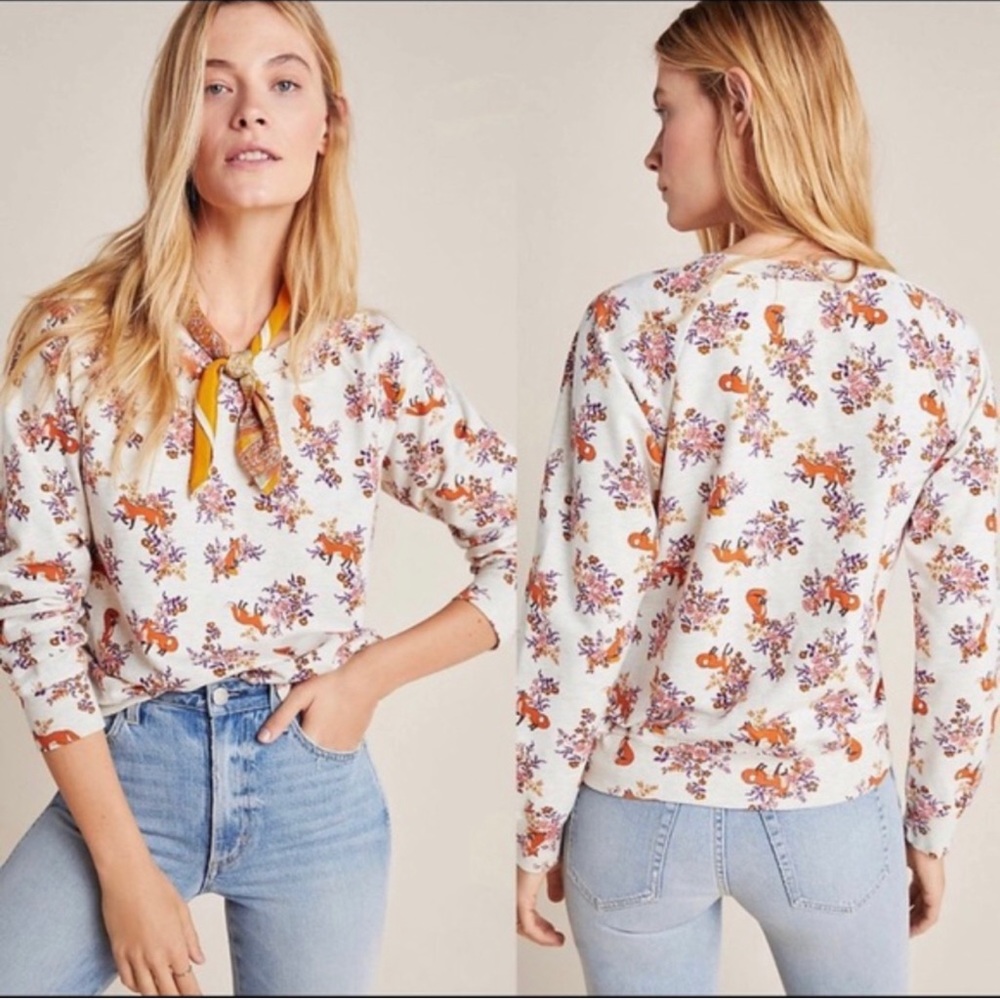 Anthropologie Foxes Sweatshirt XL NWT
